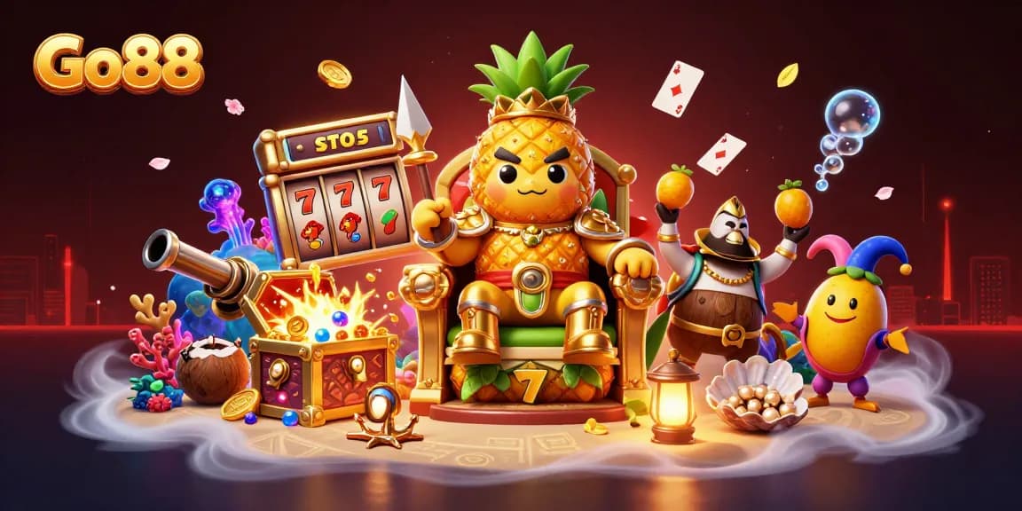 Experience dynamic winnings at Go88 with vibrant casino characters and lively game elements.