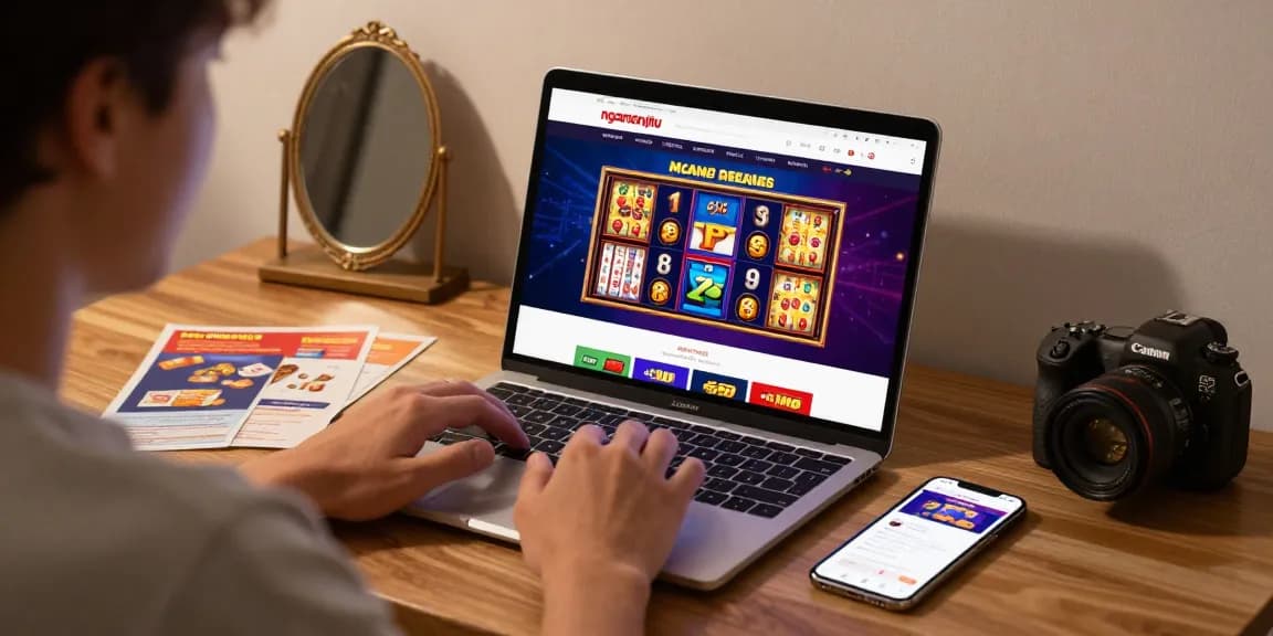 Engaging with the ngamenjitu online platform showcasing vibrant games and promotions in a modern workspace.