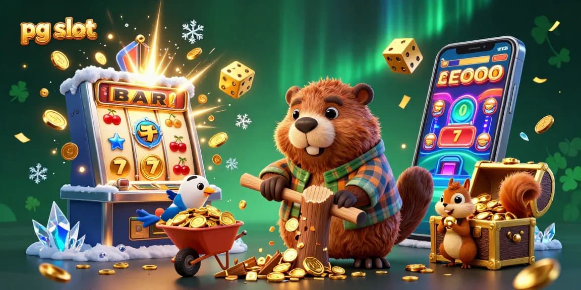 Spin the reels for big wins with pg slot as fun characters collect coins in a vibrant casino scene.