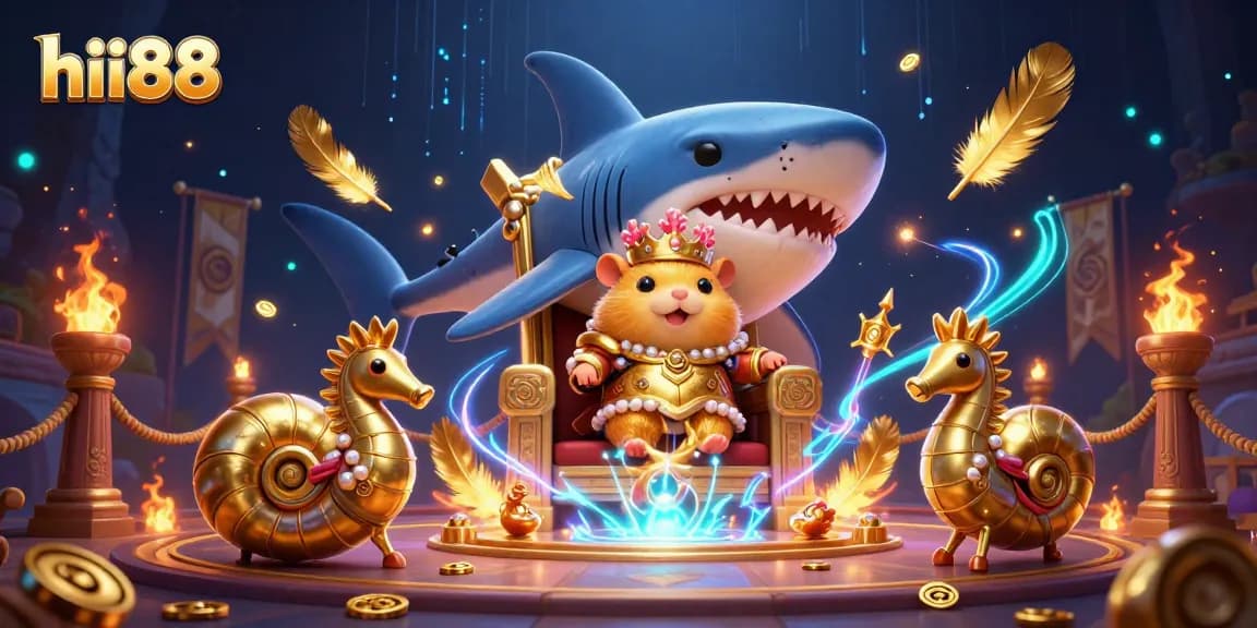 Engage in thrilling gameplay at hii88, featuring a dynamic fantasy casino scene with royal characters.