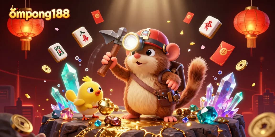 Gali harta karun dengan ompong188, tikus pemandu bertambang bermain di gua penuh harta.