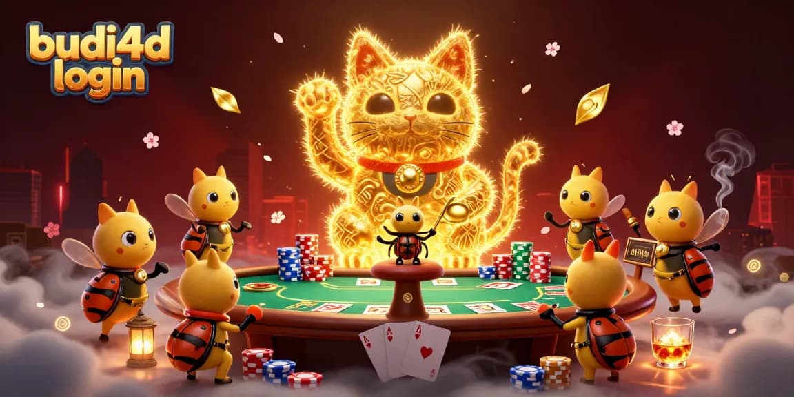 Play the exciting budi4d login game with vibrant casino elements in a rich, detailed illustration.