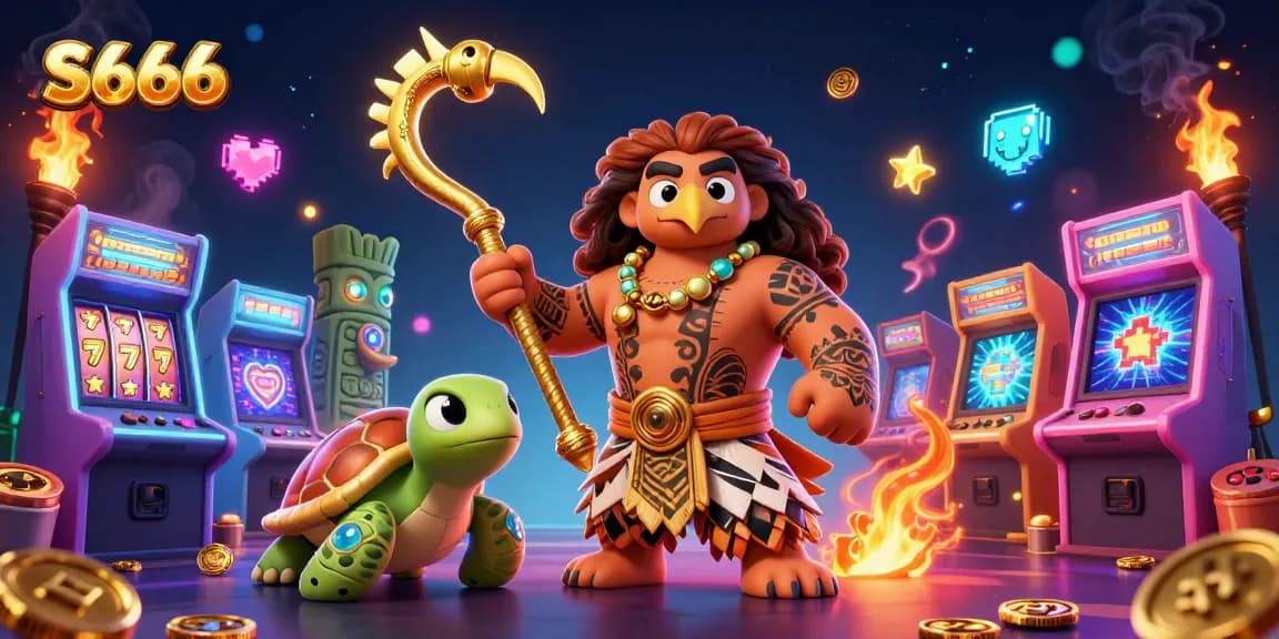 S666 players spin colorful slots while enjoying an adventurous casino experience with vibrant gaming elements.