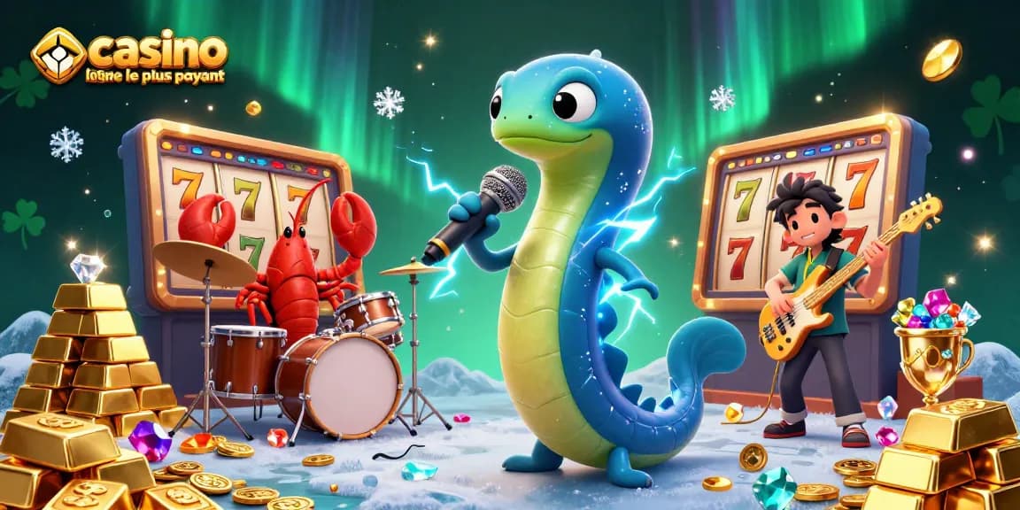 Découvrez l'excitation du casino en ligne le plus payant avec une illustration vibrante sur le thème du casino mettant en avant des personnages animés.