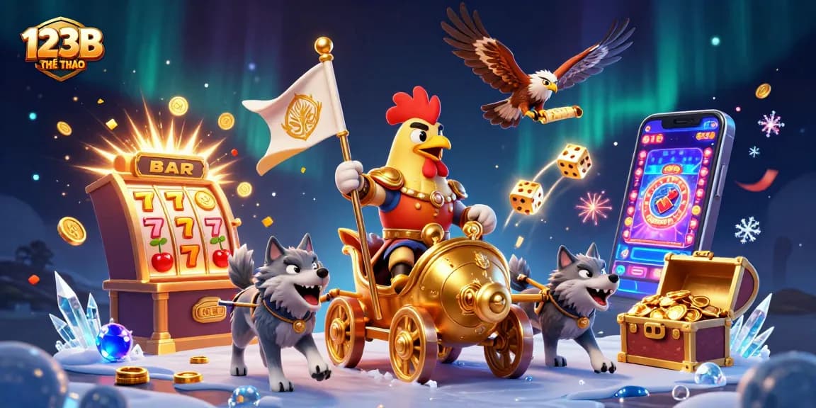 Engage in thrilling 123B THỂ THAO sports betting action with a dynamic and colorful casino scene.