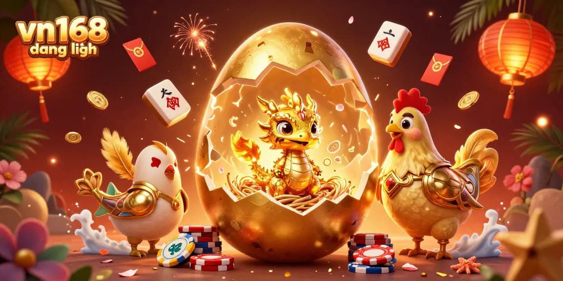 Engage with vn168 đăng nhập as a vibrant scene unfolds with golden dragon and poker chips.