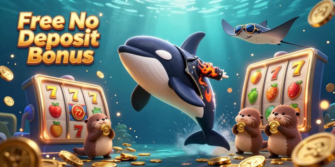 Engage with Free No Deposit Bonus through a lively underwater casino scene featuring vibrant characters and elements.