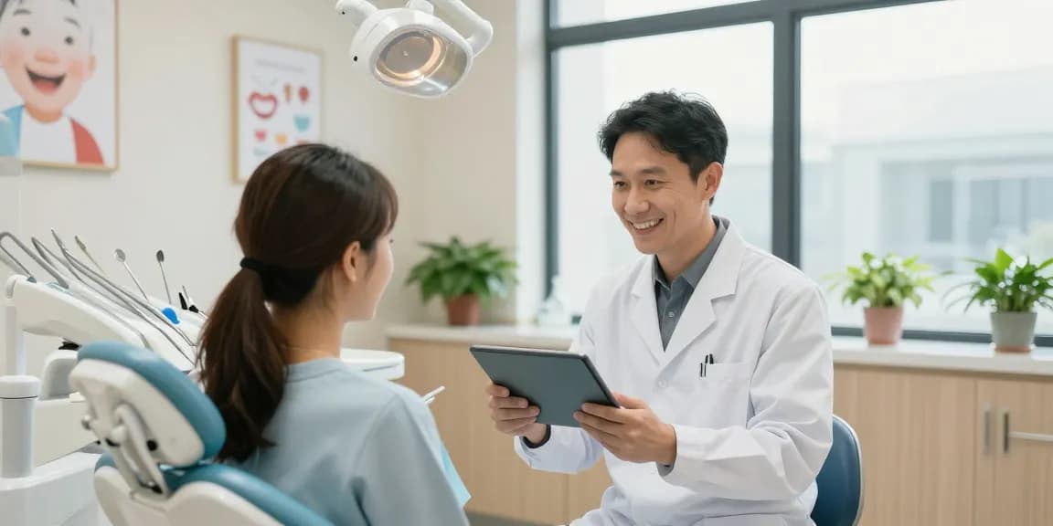 Check out this site for a comforting dental clinic atmosphere with a dentist assisting a patient.