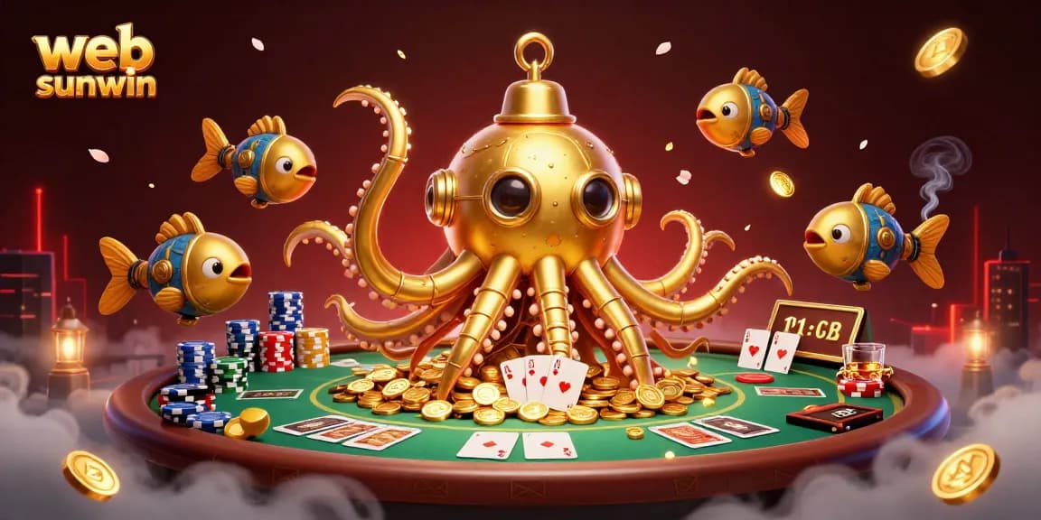 Experience thrilling poker action with web sunwin in this vibrant 3D illustration of casino excitement.