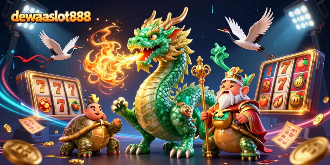 Permainan seru di dewataslot888 dengan naga giok dan simbol slot untuk meraih jackpot maksimum.