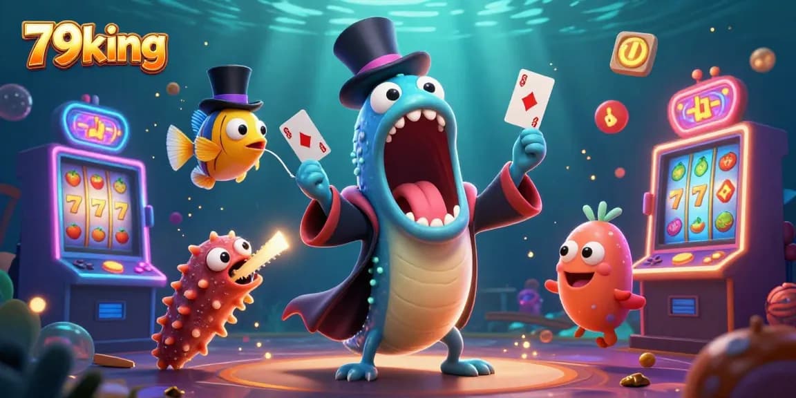 Experience the magic at 79king with a whimsical underwater casino scene featuring imaginative characters.