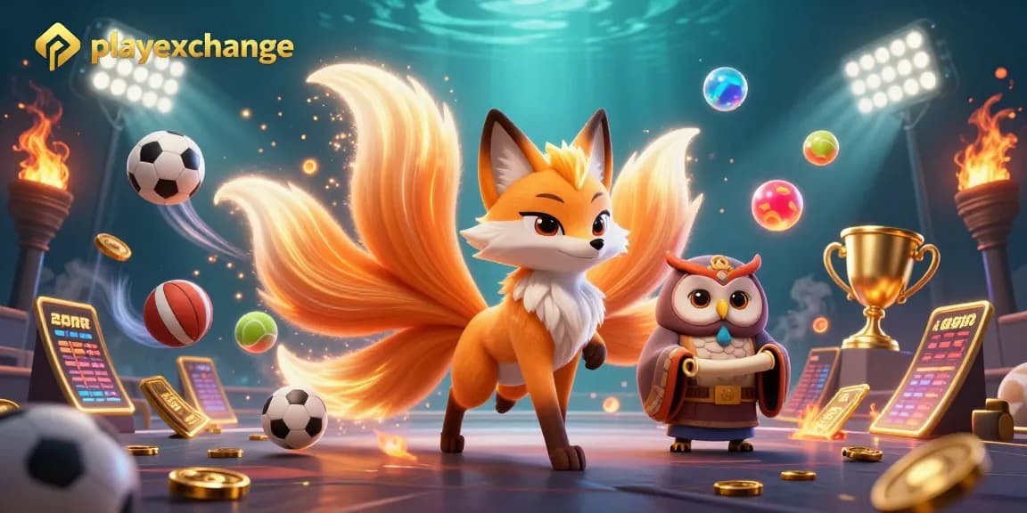 Engage with playexchange to win big in an exciting casino atmosphere featuring glowing spirits and dynamic sports elements.