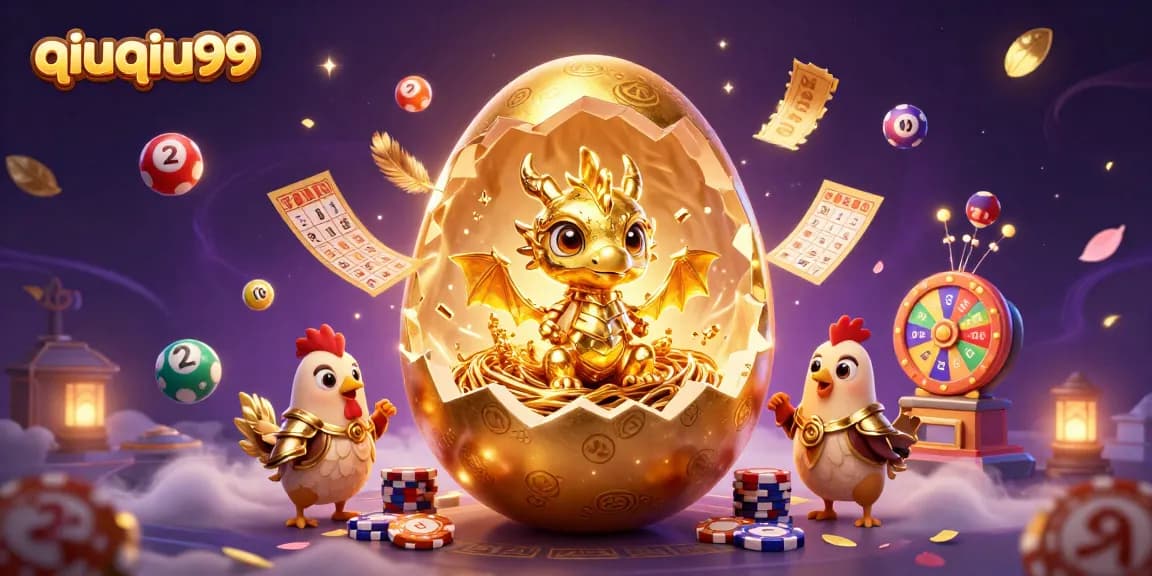 Win big with qiuqiu99 as a golden dragon guards treasures of poker chips.