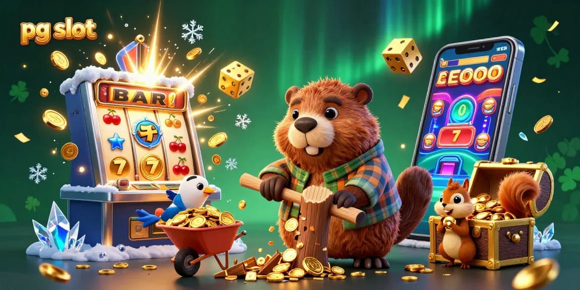 Spin the reels for big wins with pg slot as fun characters collect coins in a vibrant casino scene.