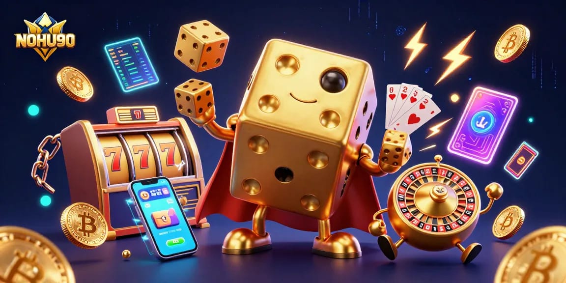 Engage with NOHU90's thrilling casino action featuring vibrant dice and slot games.
