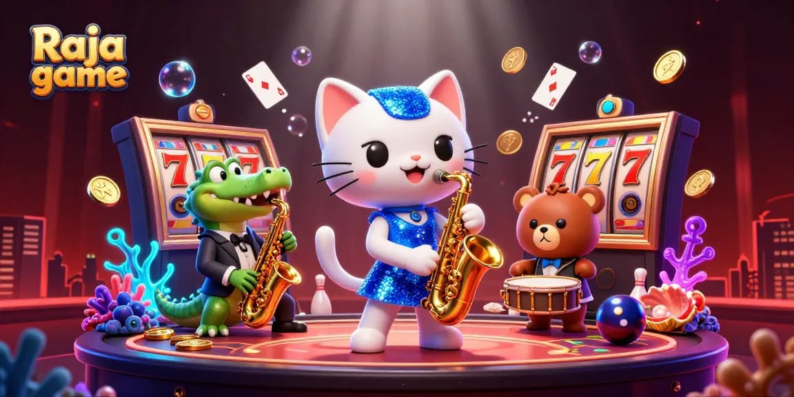 Experience thrilling gameplay with Raja game featuring cartoon characters and vibrant casino elements.