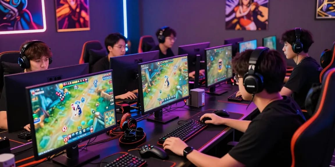 Players engaged in game bài đổi thưởng online, showcasing vibrant gaming atmosphere