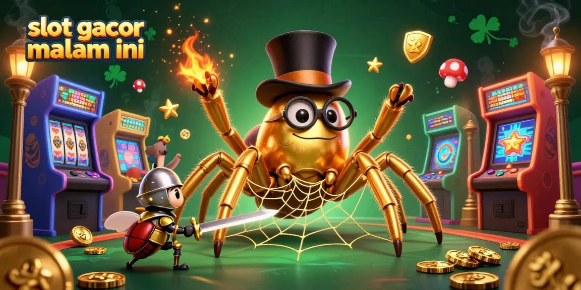 Temukan slot gacor malam ini dengan karakter menarik di ilustrasi kasino 3D.