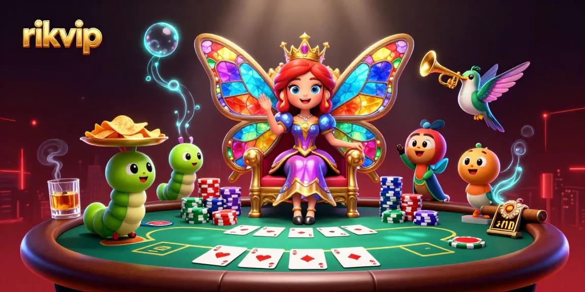 Experience thrilling gameplay with rikvip's vibrant casino atmosphere filled with colorful chips and poker dynamics.
