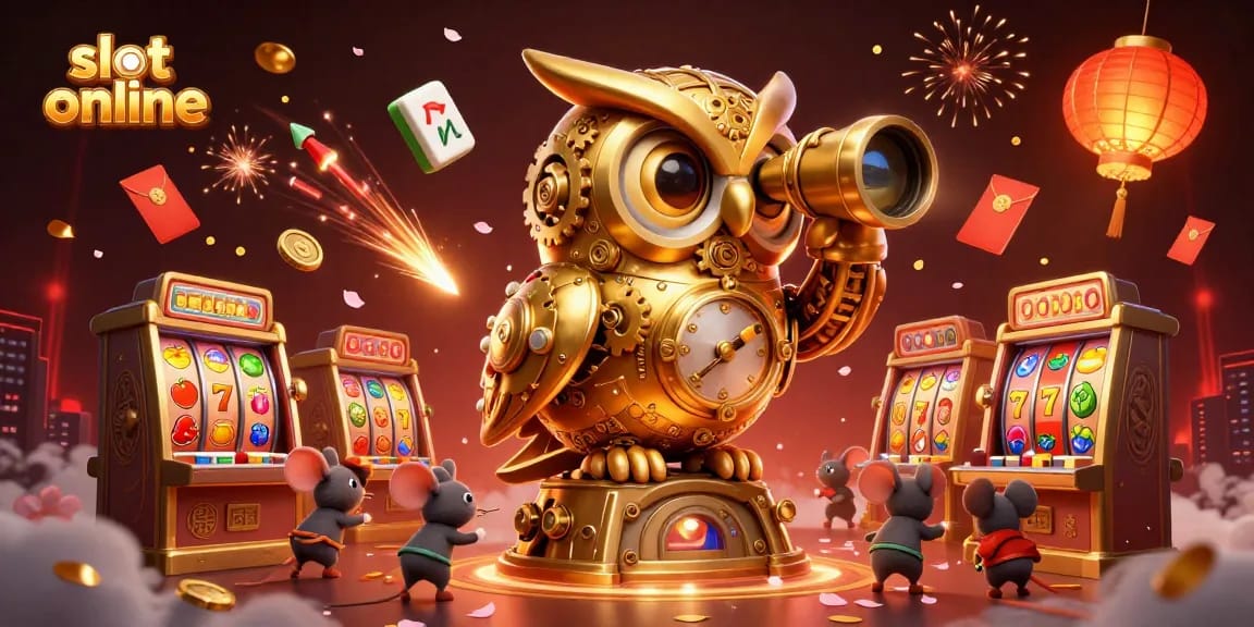 Menangkan pengalaman slot online dengan ilustrasi 3D menakjubkan dari mesin slot dan elemen beruntung di kasino.