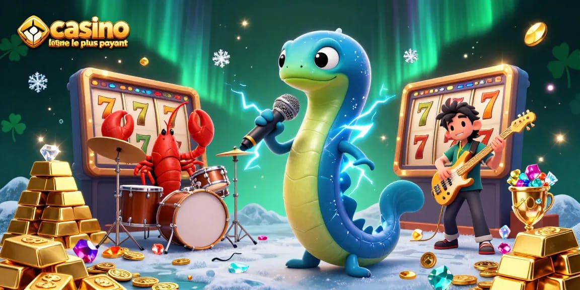Découvrez l'excitation du casino en ligne le plus payant avec une illustration vibrante sur le thème du casino mettant en avant des personnages animés.