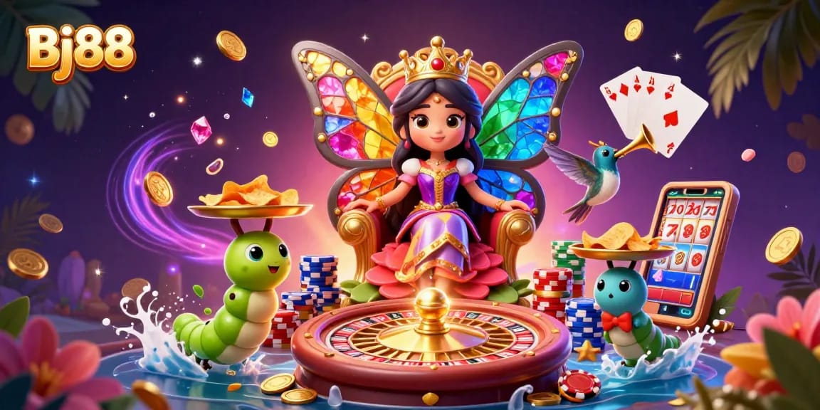 Experience the thrilling world of online gaming with Bj88's vibrant casino illustration