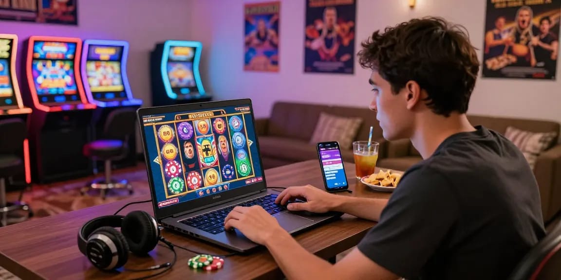 Exciting gaming atmosphere showcasing slot online resmi experience on a laptop.