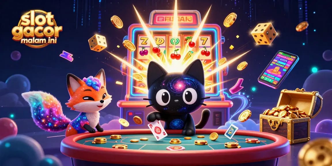 Experience thrilling wins with slot gacor malam ini in a vibrant cosmic casino scene.