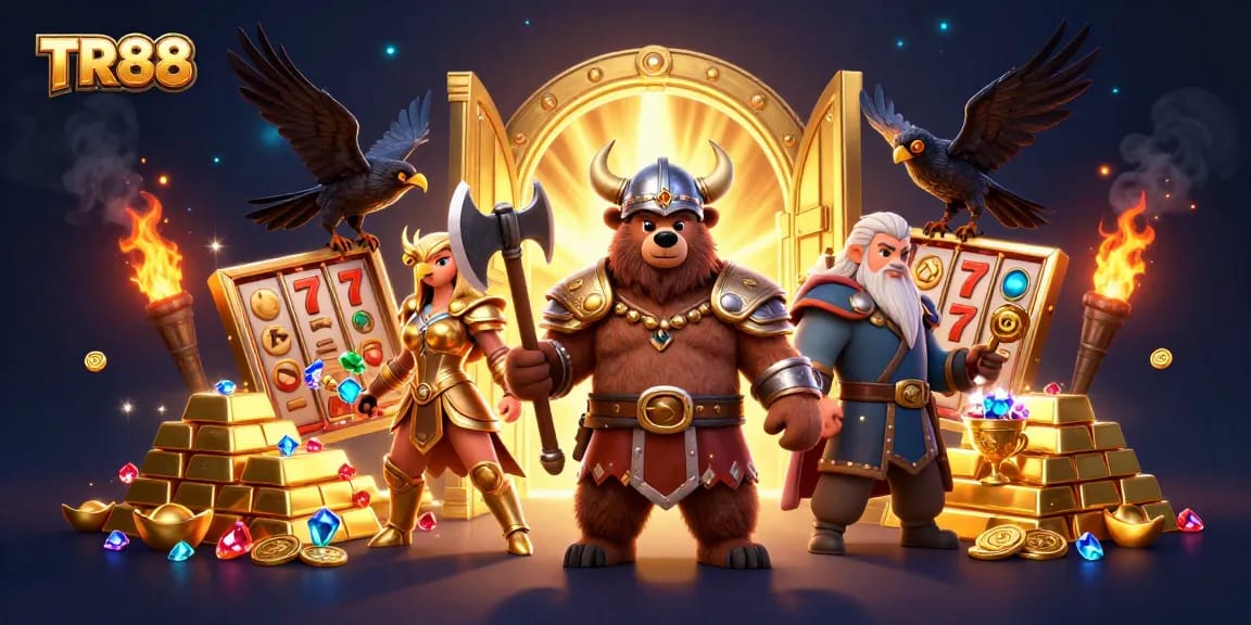 TR88 players ignite the thrill with jackpots and stunning treasures in a vibrant casino scene.