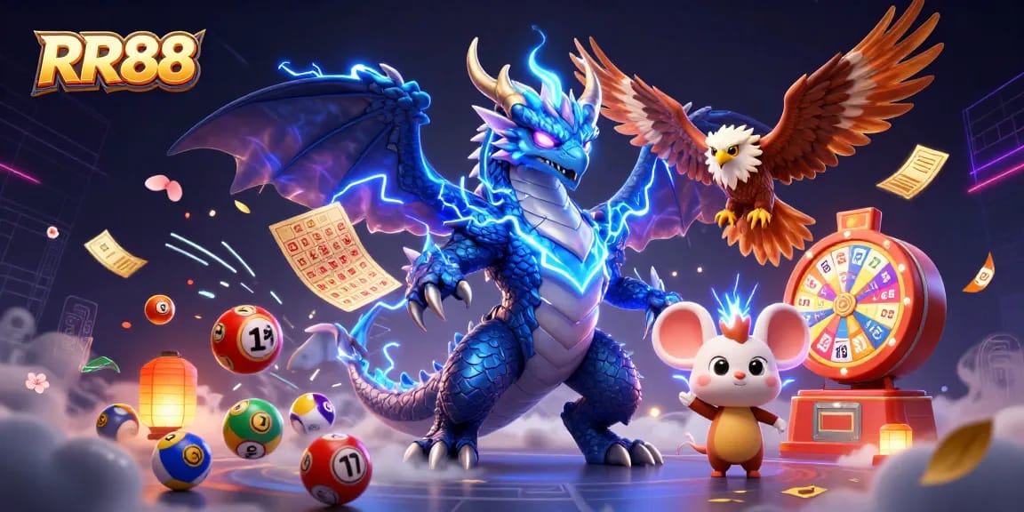 Join RR88 for a thrilling lottery experience with colorful elements and dynamic games.