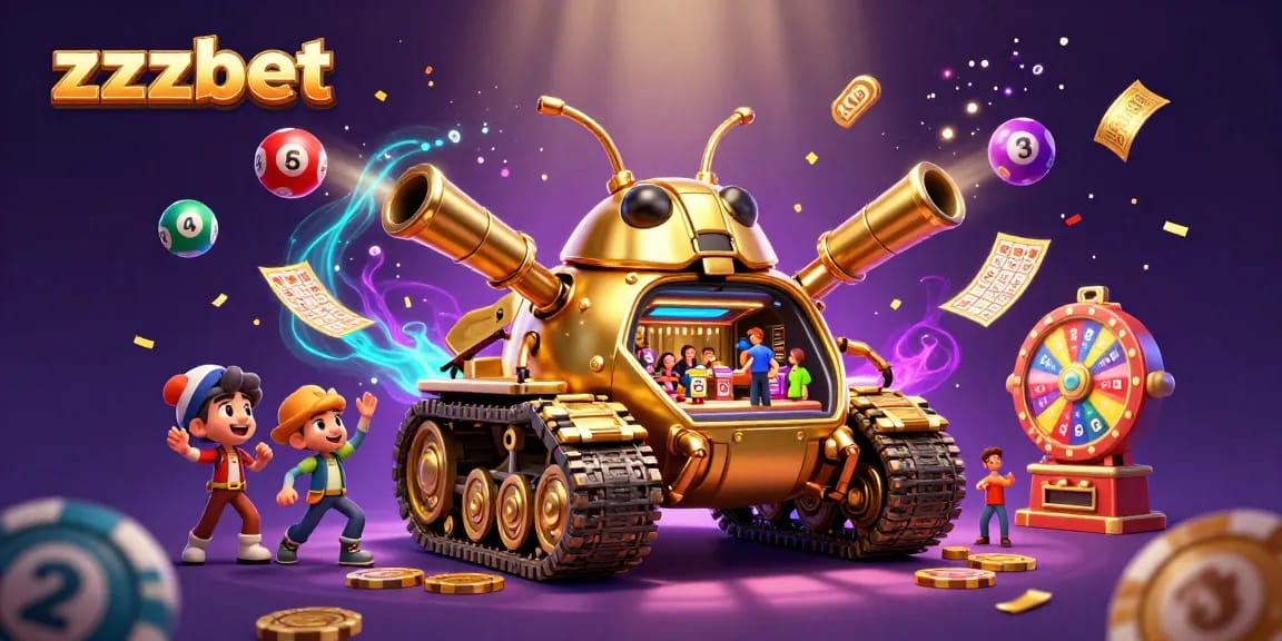 Jogando com zzzbet em uma ilustração 3D vibrante de um cassino dentro de um tanque inseto dourado, repleto de prêmios.