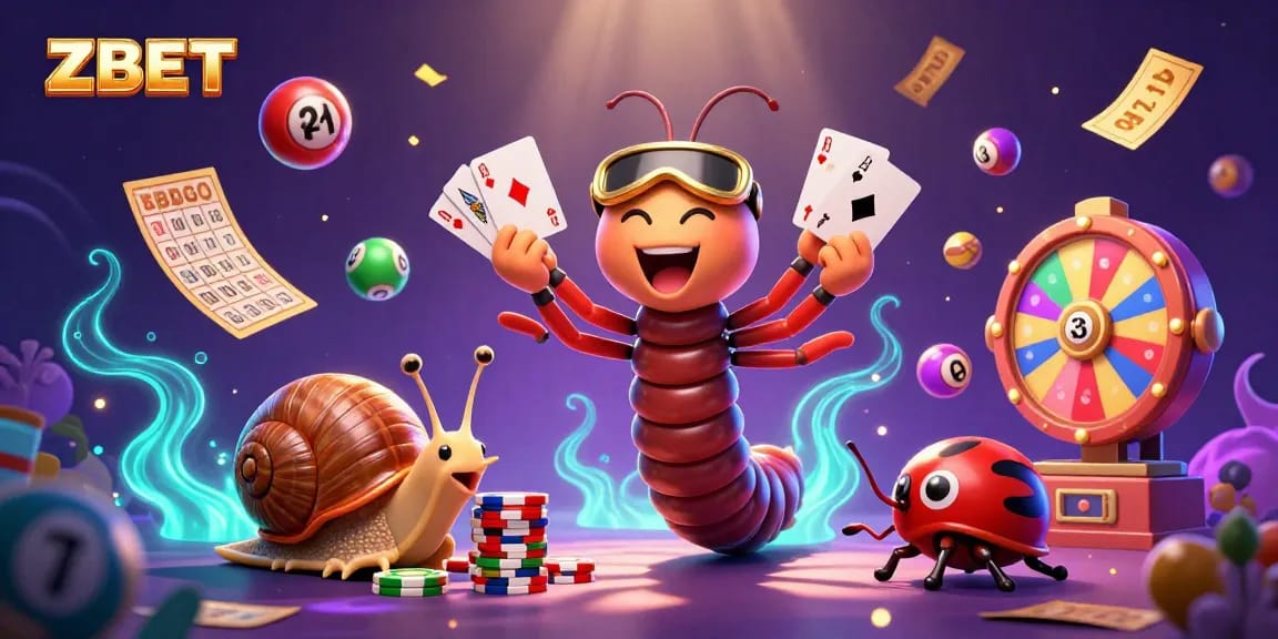 ZBET's lively scene with a millipede dealer and energetic gambling activities
