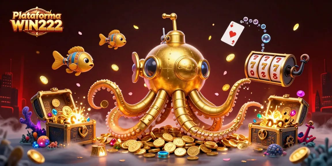 Experience Plataforma WIN222 with exhilarating slots in a vibrant underwater scene filled with treasures.