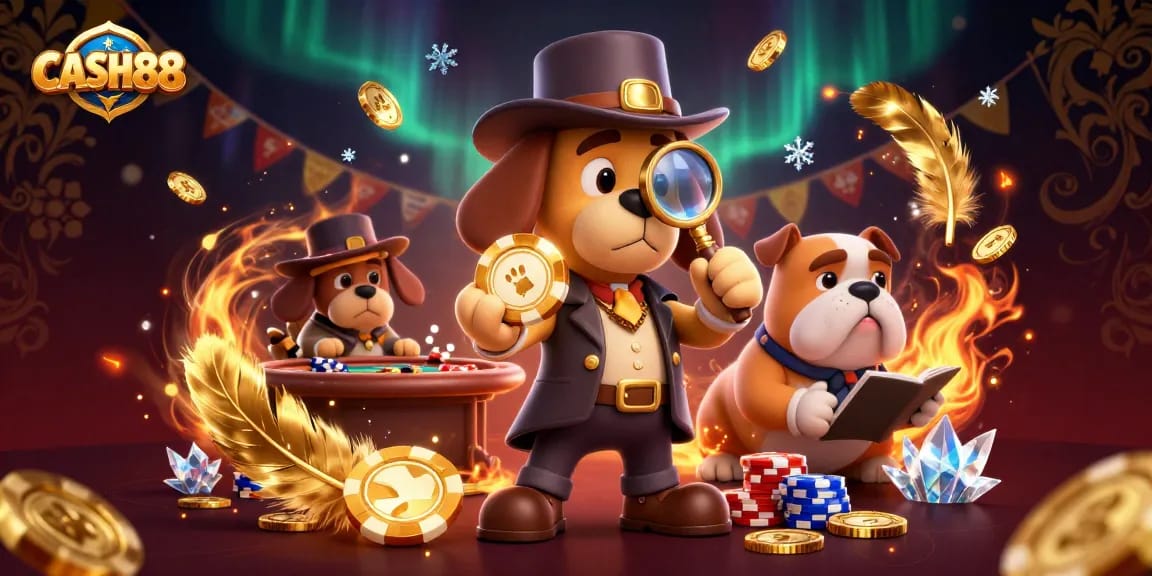 Engage with CASH88 by exploring a dynamic casino scene featuring clues and treasures.