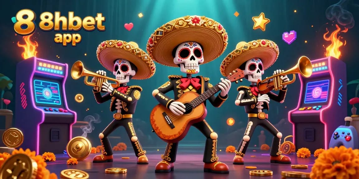 Experience winning strategies with the 8xbet app in a vibrant casino-themed illustration.