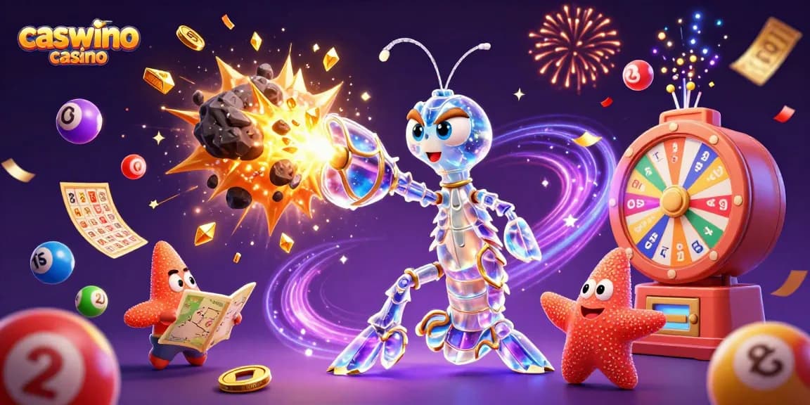 Experience excitement at Caswino Casino with vibrant lottery balls and dynamic gaming action.