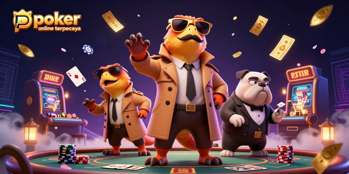 Rasakan poker online terpercaya dengan raptor unik di kasino VIP dalam ilustrasi 3D yang dinamis.