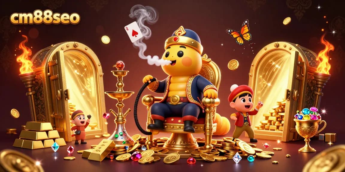 Experience winning strategies with cm88seo's vibrant gambling illustration featuring a dynamic casino scene.