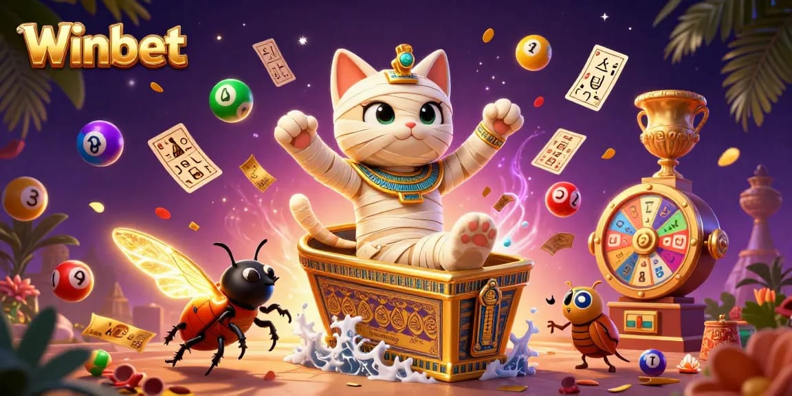 Winbet Casino brings excitement with an Egyptian mummy cat and vibrant lottery elements for massive wins.