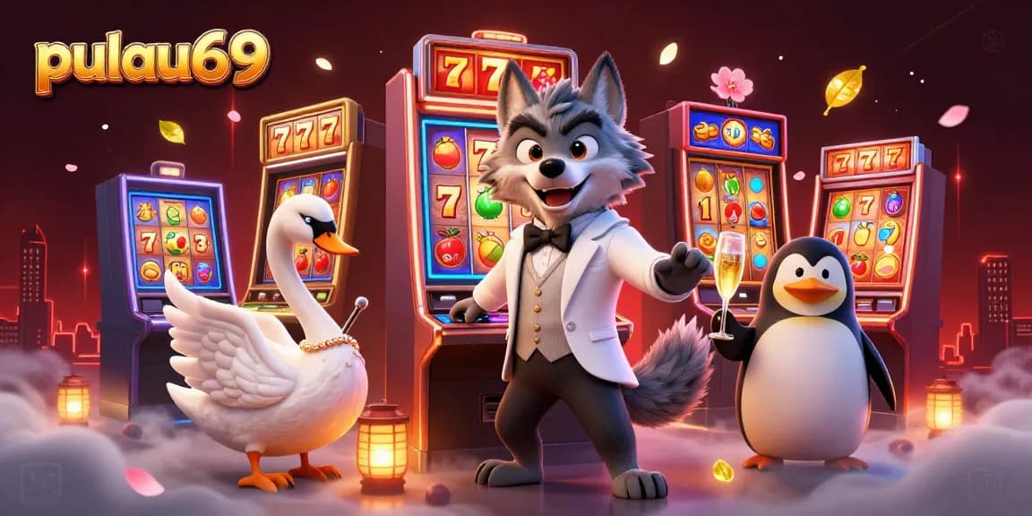 Spin and win big with pulau69, showcasing a vibrant casino scene filled with dynamic slot elements.