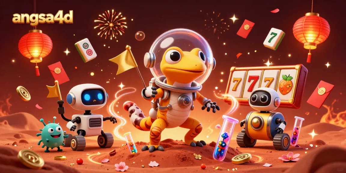 Experience the excitement of angsa4d with a vibrant gaming scene featuring dynamic slot elements and cheerful characters.