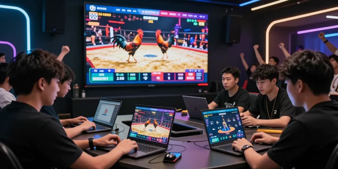 Nền tảng cược trực tuyến GA65 với các game thủ đang theo dõi trận đá gà trực tiếp.