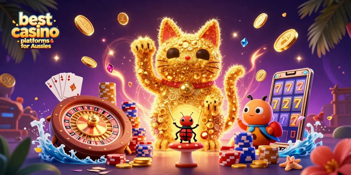 Experience the magic of gambling with vibrant 3D illustration showcasing the best casino platforms for Aussies.