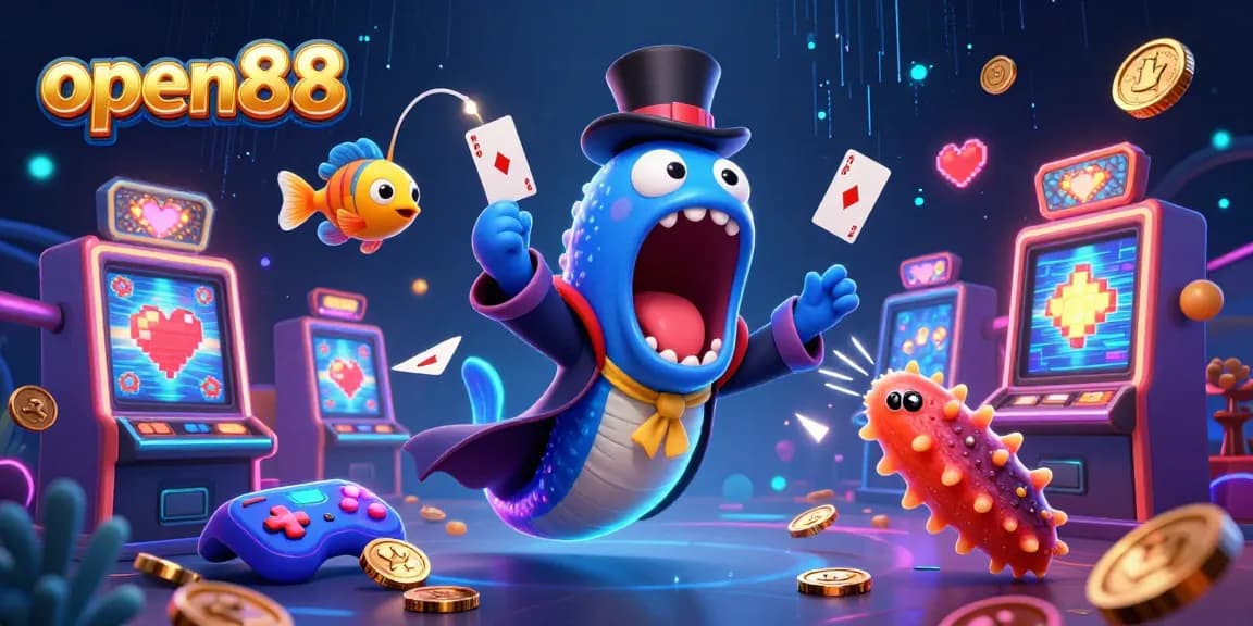 Open88's vibrant casino world comes alive with a magical eel, anglerfish, and sea cucumber.