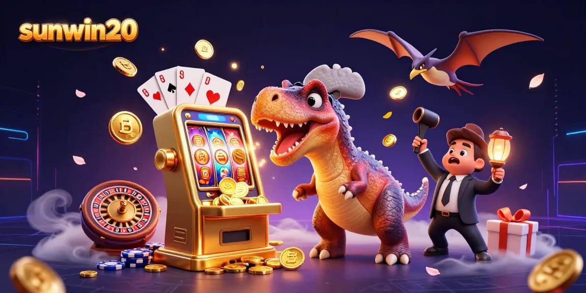 Engage with sunwin20's thrilling gameplay as coins cascade from a jackpot-winning slot machine.