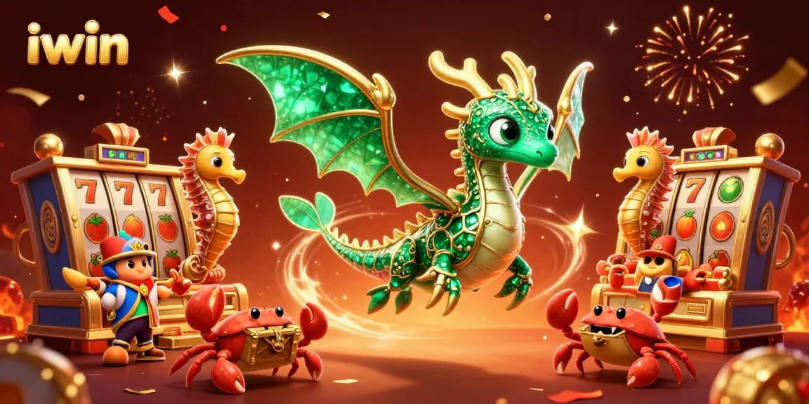 iwin showcases vibrant slot reels with magical elements in a rich casino scene.