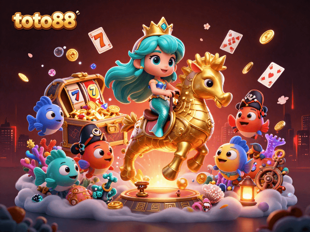 Experience thrilling won jackpots at toto88 with vibrant visuals of a mermaid, seahorse, and treasure.