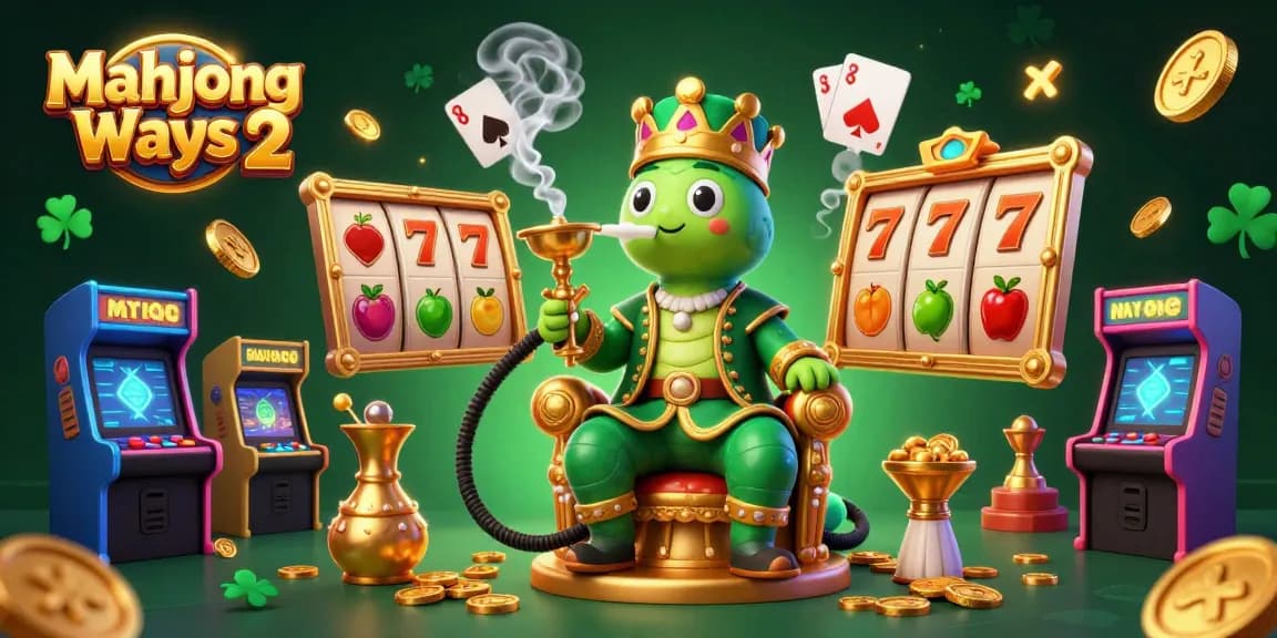 Experience Mahjong Ways 2 with colorful slot machines and a festive casino atmosphere in a 3D illustration.