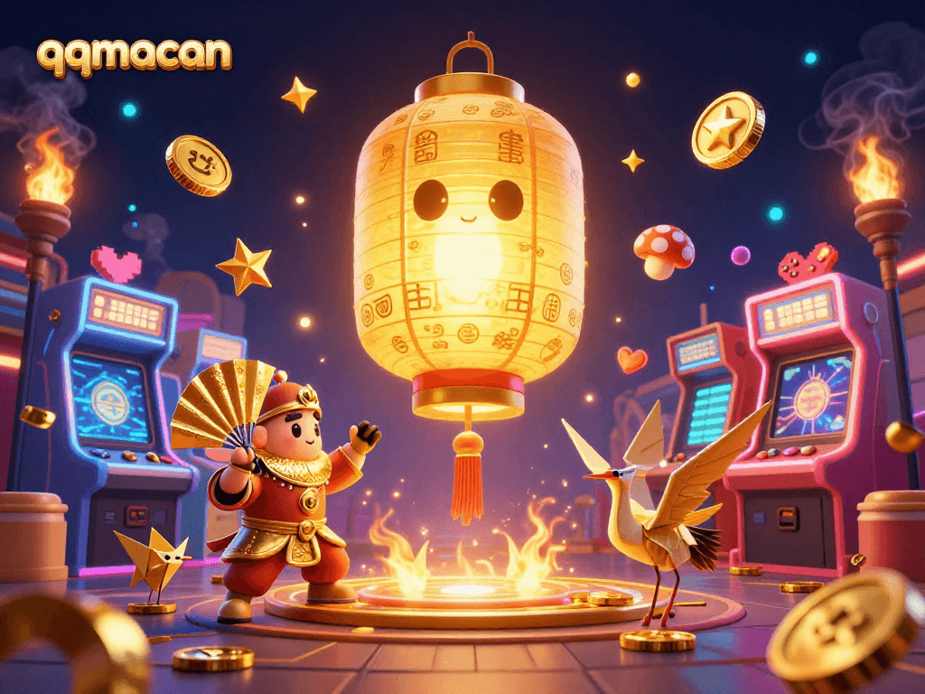 Experience the thrill of QQmacan with vibrant casino elements and dynamic character interaction.