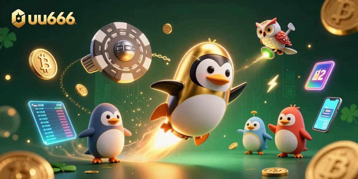 Win big with uu666 as a golden penguin ventures toward a casino space station!